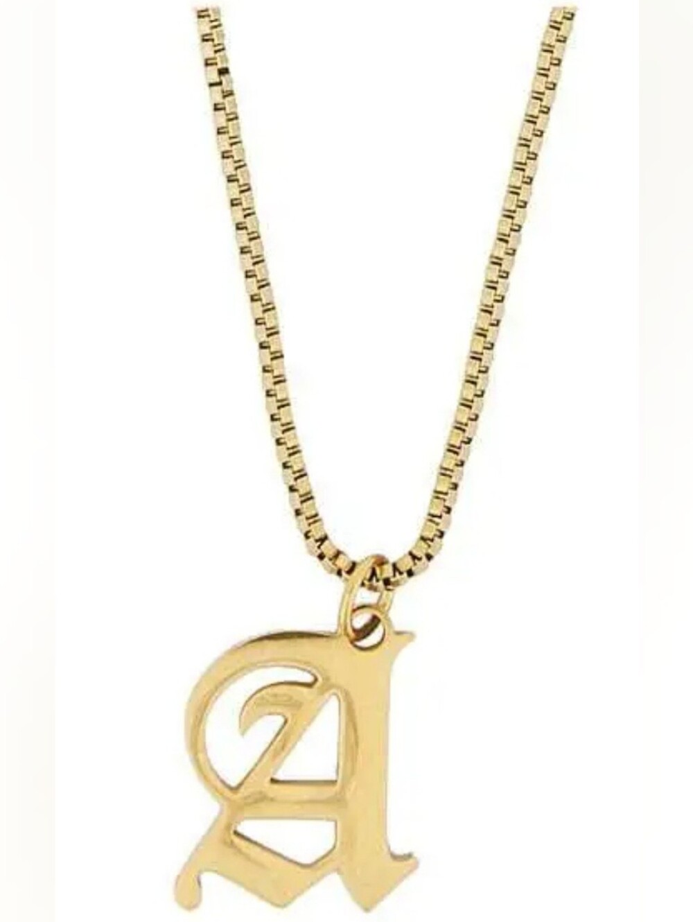 PETITE MOMENTS OLD ENGLISH "A" INITIAL PENDANT & CHAIN GOLD TONE  NECKLACE